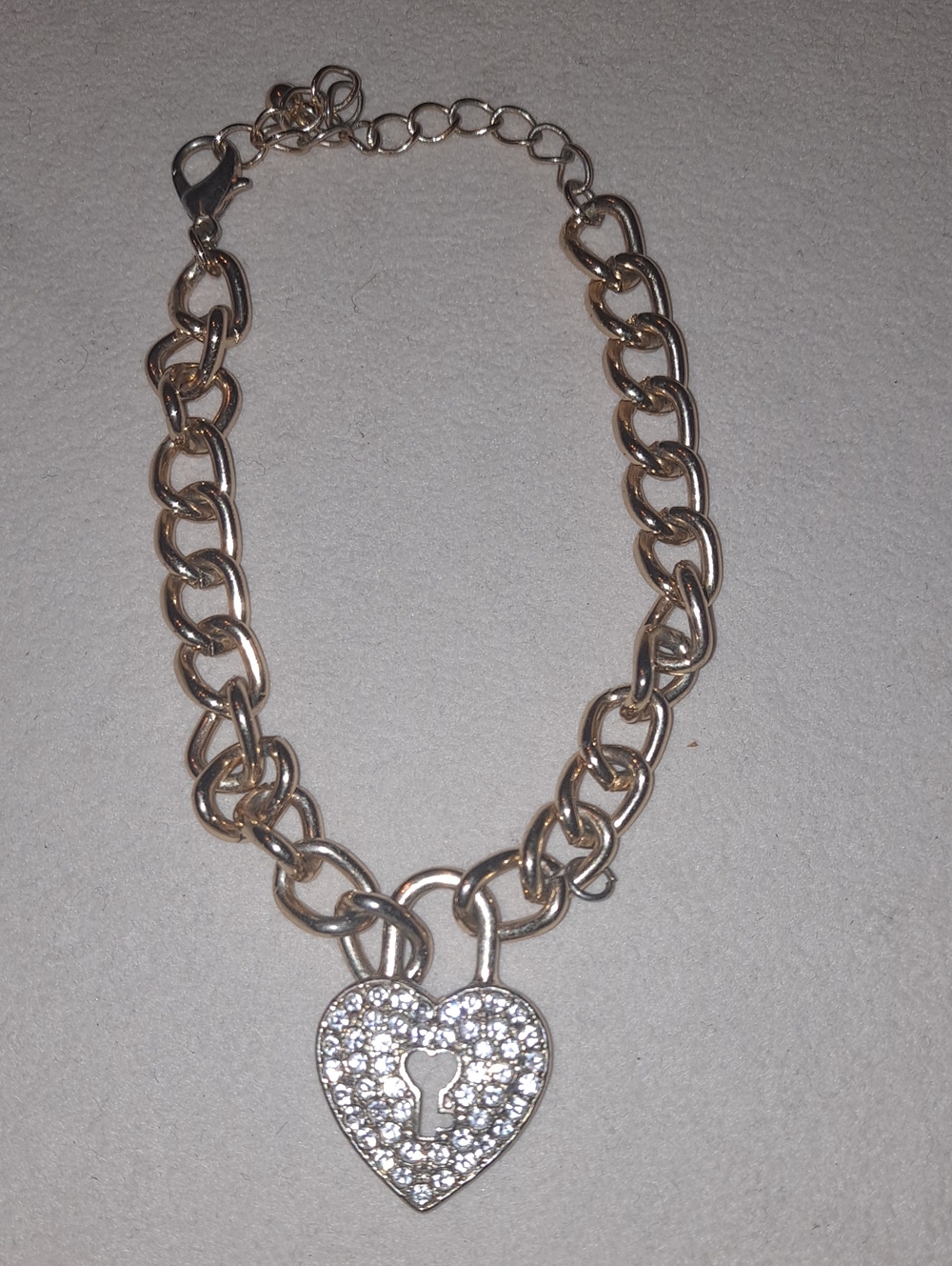 Sparkling Heart Lock Charm Bracelet With Crystals